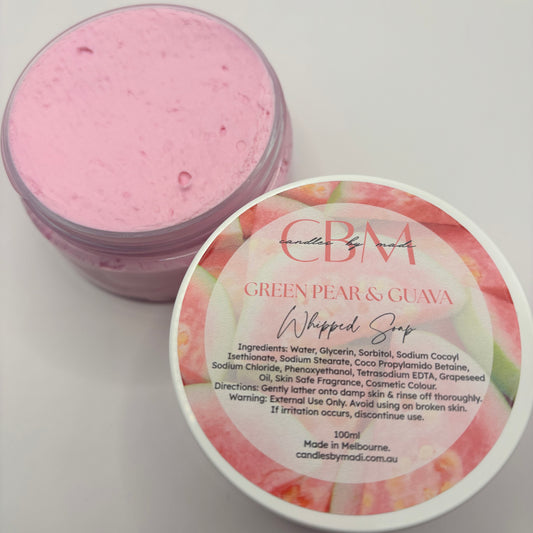 Green Pear & Guava Whipped Soap (100ml)