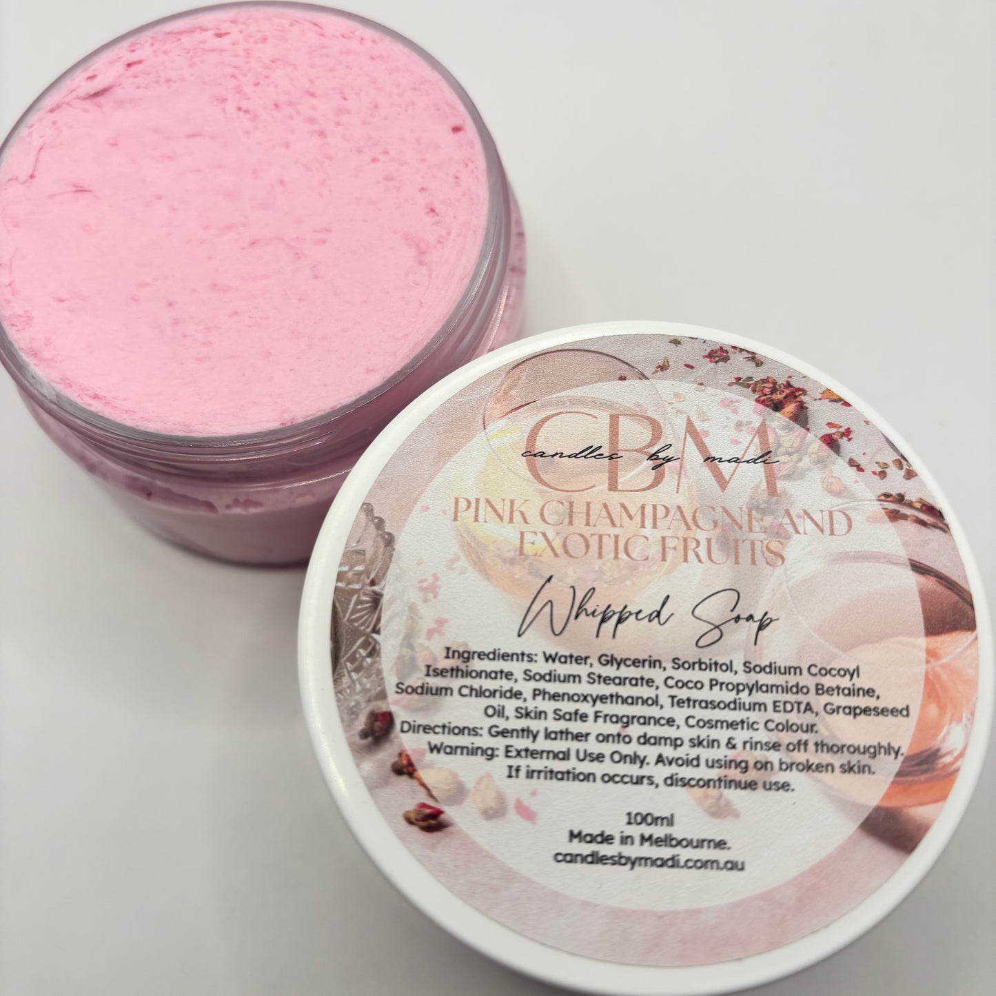 Pink Champagne & Exotic Fruits Whipped Soap (100ml)